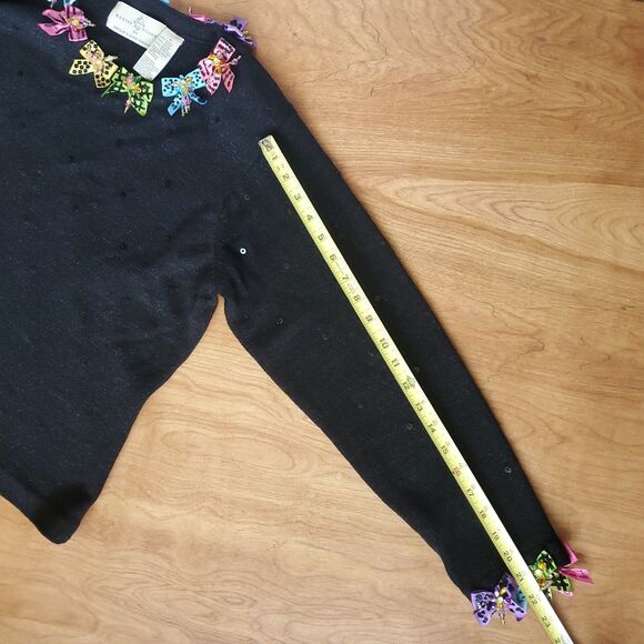 Vintage Design Options By Philip & Jane Gordon Sweater XL Black Pullover Bows - Picture 14 of 16